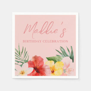 Pfirsich Hawaiian Floral Geburtstag Serviette