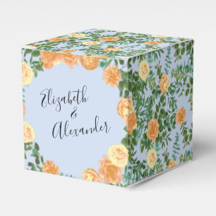Pfirsich Hellblaue Hochzeitsrosen Floral Geschenkschachtel