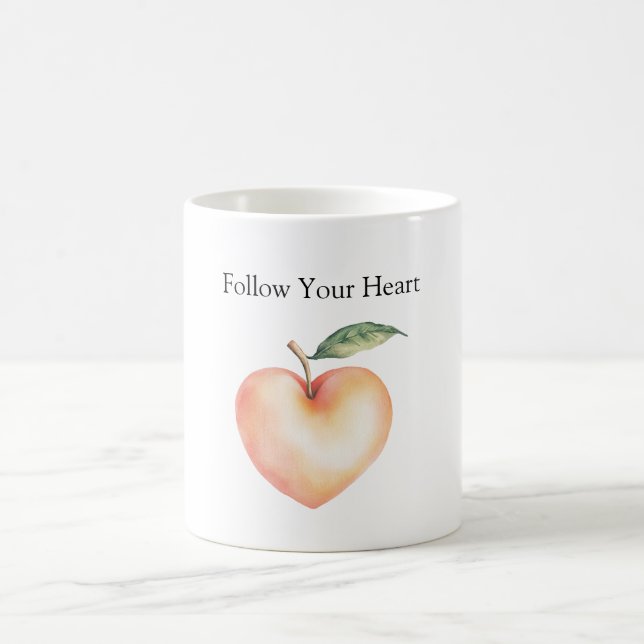 Pfirsich Herz Kaffeetasse (Mittel)