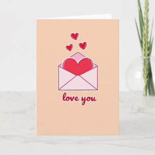 Pfirsich-Herzen-Liebe-Dich-Karte Karte