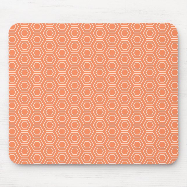 Pfirsich-Hexagon geometrisch Mousepad (Vorne)