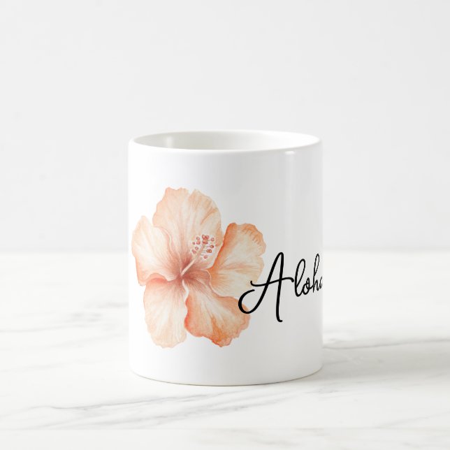 Pfirsich Hibiskus Blume Aloha Kaffeetasse (Mittel)