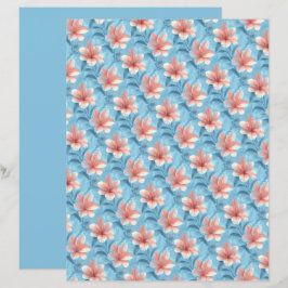 Pfirsich-Hibiskus-Blumen-Schabblonenpapier