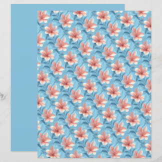 Pfirsich-Hibiskus-Blumen-Schabblonenpapier