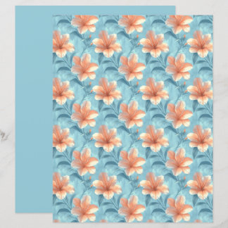 Pfirsich Hibiskus Florales Scrapbook Papier