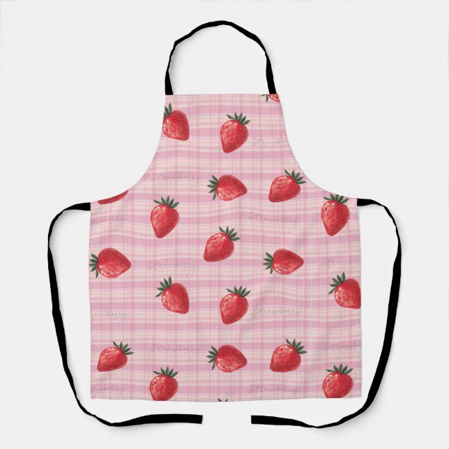 Pfirsich Himbeer Gingham Schürze (Vorderseite)