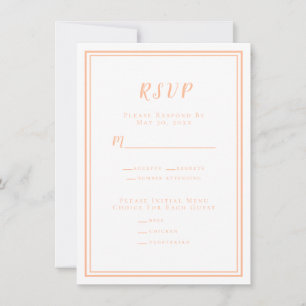 Pfirsich-Hochzeit Moderne RSVP-Menüantwort-Einschl