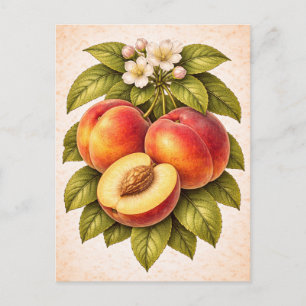 Pfirsich-Illustration im Vintage-Stil Postkarte
