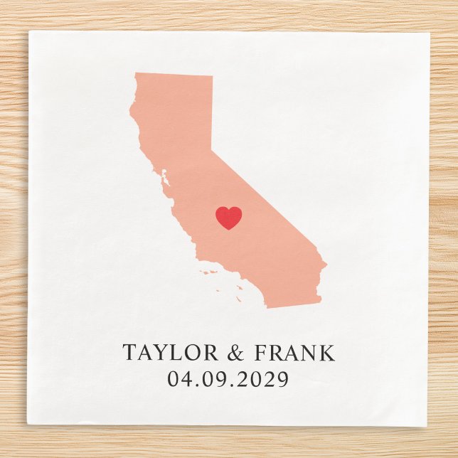 Pfirsich Kalifornien Hochzeit Serviette (Peach California Wedding Paper Dinner Napkins)
