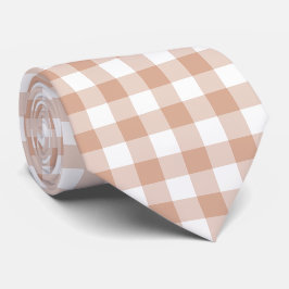 Pfirsich-Karo-Gingham-Retrofarben-Schlips Krawatte