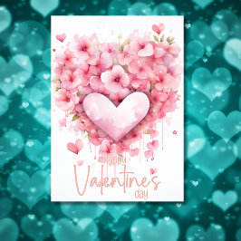 Pfirsich-Kirschblüten-Herz Frohen Valentinstag Feiertagskarte