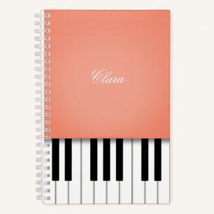 Pfirsich Klaviermusik-Tastatur Personalisiert Notizbuch