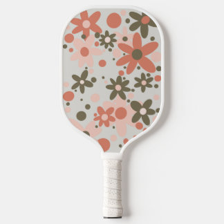 Pfirsich, Korallen, grüne Blume Pickleball Schläger