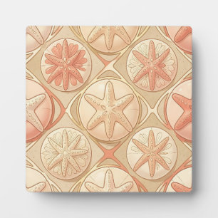 Pfirsich Korallen Seestern und Sanddollar Fotoplatte