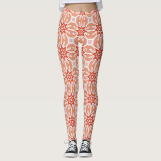 Pfirsich-Korallen-Sternenexplosion-Geometrisches M Leggings