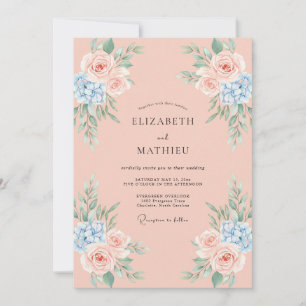 Pfirsich Künstlerische Rosenhochzeit Einladung