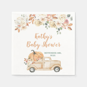 Pfirsich-Kürbis-Rustikaler-LKW-Baby-Party-Schürze  Serviette