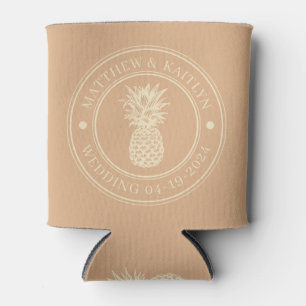 Pfirsich Kuss Ananas Hochzeitskamm & Namen Dosenkühler