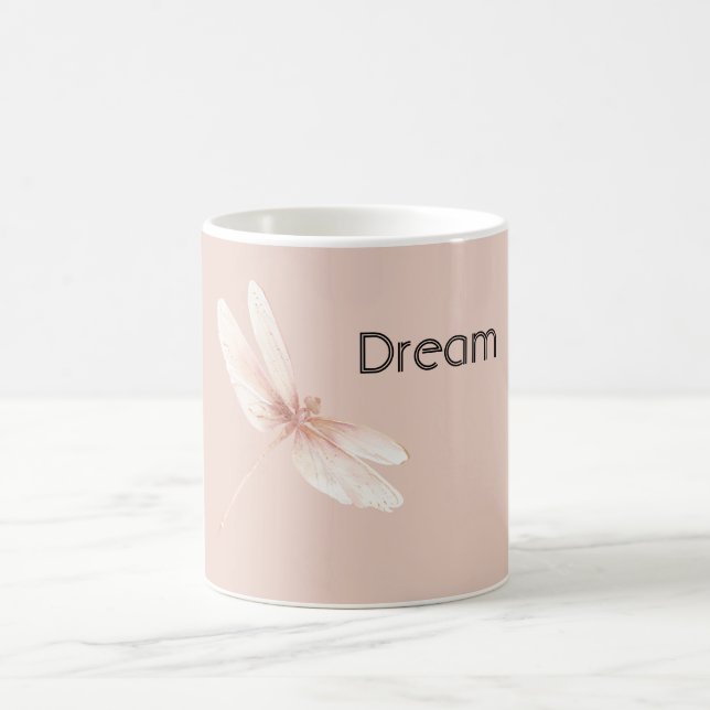 Pfirsich-Libellen-Traum Kaffeetasse (Mittel)