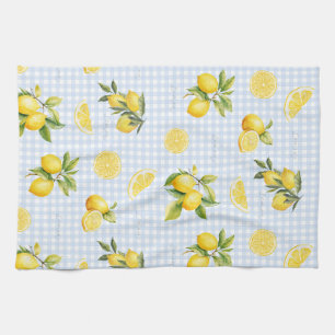Pfirsich-Limonen-Gingham Geschirrtuch