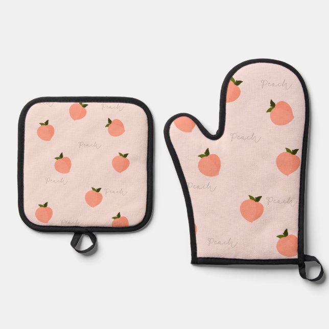 Pfirsich machen  ofenhandschuh & Topflappen-Set (Vorderseite)