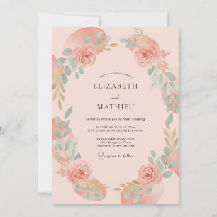 Pfirsich Malerische Blüten Hochzeit Einladung