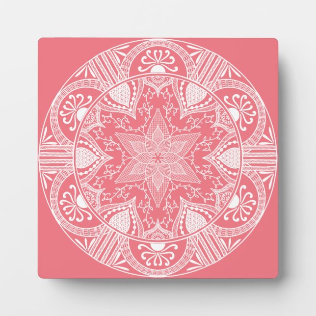 Pfirsich-Mandala Fotoplatte (Vorderseite)