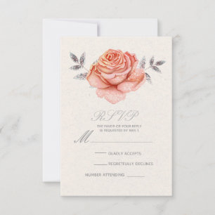Pfirsich Märchen Glitter Rose Blätter RSVP Antwort