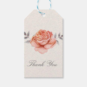 Pfirsich Märchen Glitter Rosen Blätter Brautparty Geschenkanhänger