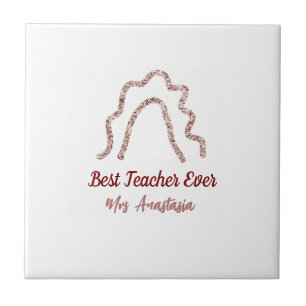 Pfirsich Marron Glitter Regenbogen Lehrerdankbarke Fliese