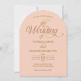 Pfirsich Minimalistische Bogenhochzeit Elegante Fo Einladung