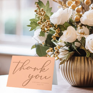 Pfirsich-Minimalistische-Typografie-Hochzeit Perso Dankeskarte