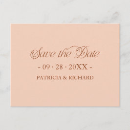 Pfirsich-Minimalistische-Typografie Save-the-Date- Postkarte