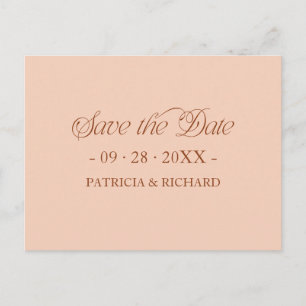 Pfirsich-Minimalistische-Typografie Save-the-Date- Postkarte
