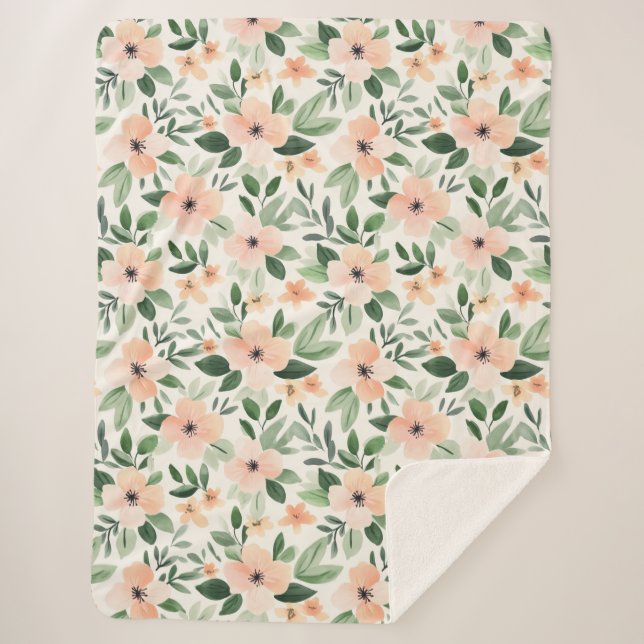 Pfirsich-Minze-Blüten   Sherpadecke (Vorderseite)