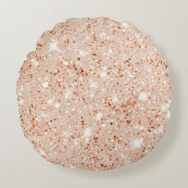 Pfirsich-Minze-Glitter Rundes Kissen (Vorderseite)