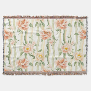 Pfirsich Minze Rosen Florale Streifen Decke