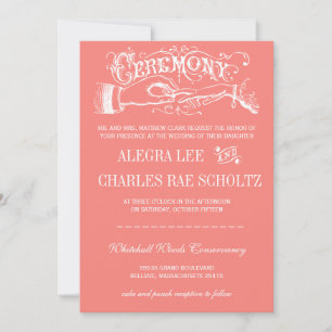 Pfirsich Moderne Typografie Tafel-Hochzeitskarten Einladung