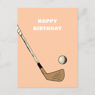 Pfirsich Moderner Vintage Golf Postkarte