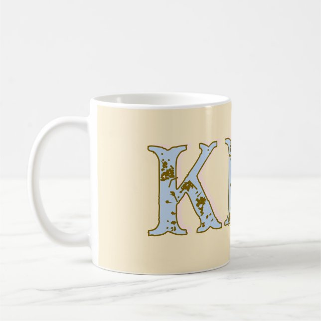 Pfirsich-Monogramm-Name Buchstabe vintage fett Pas Kaffeetasse (Links)