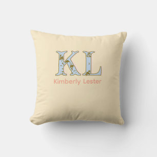 Pfirsich-Monogramm-Name-Buchstabe vintage fett Pas Kissen