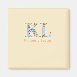 Pfirsich-Monogramm-Name-Buchstabe vintage fett Pas Magnet