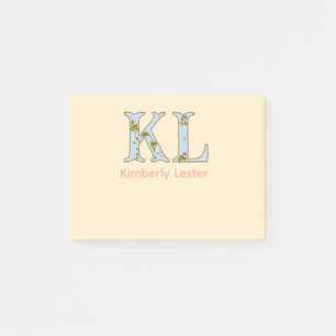 Pfirsich-Monogramm-Name-Buchstabe vintage fett Pas Post-it Klebezettel