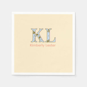 Pfirsich-Monogramm-Name-Buchstabe vintage fett Pas Serviette