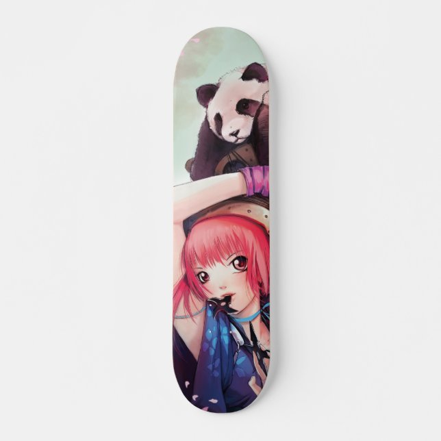 Pfirsich Ninja Pandas Skateboard (Vorne)
