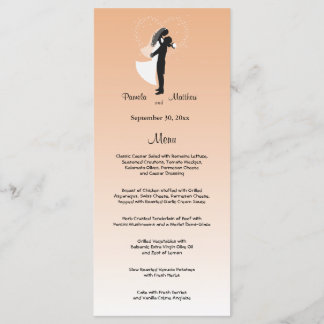 Pfirsich-Ombre-Hochzeitsmenükarte zum Anpassen Menükarte