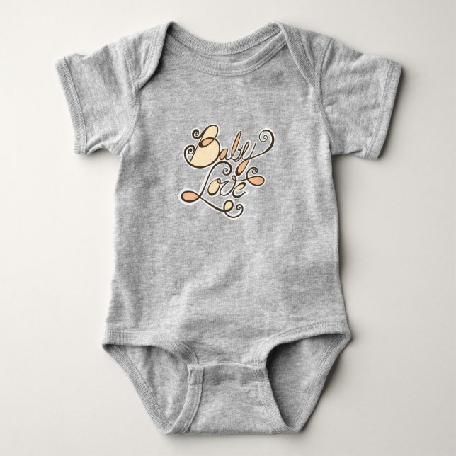 Pfirsich Orange Baby Liebe Strampler (Vorderseite)