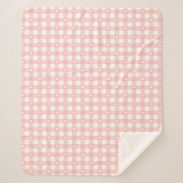 Pfirsich Orange Karos Sherpadecke (Vorderseite)
