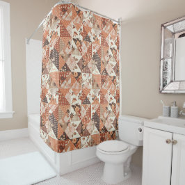 Pfirsich-Orange-Patchwork-Quilt im rustikalen Blum Duschvorhang