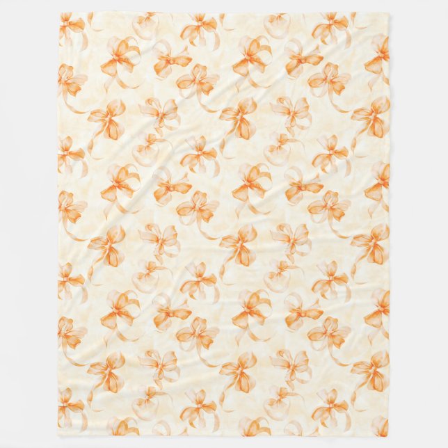 Pfirsich Orange Schleifen Fleecedecke (Vorderseite)